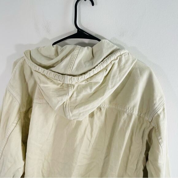 American Eagle Utility Hoodie Cream Tan Military Oversized Canvas Small - Picture 9 of 11